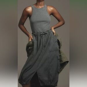 NWT Daily Practice (Anthropologie) Utility 2 fer dress, Washed Black, Petite Sm